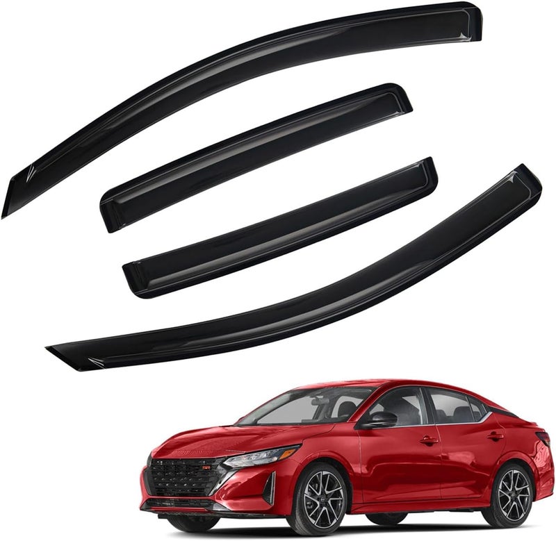 PLDDE Rain Guards Compatible with 2020-2025 Nissan Sentra,Tape-On Side Window Visor Wind Deflector Vent Visors Car Accessories 4pcs - Image 1